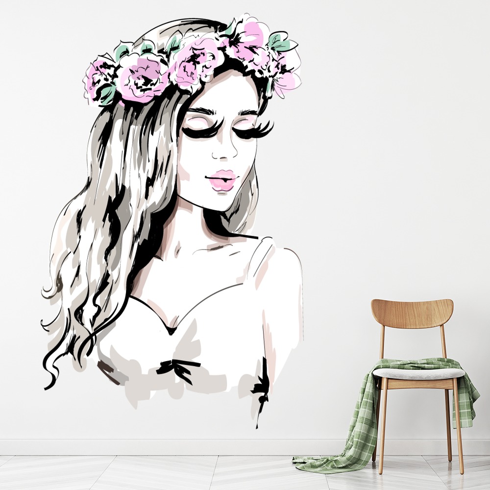 Flower Girl Fashion Wall Sticker