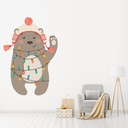 Funny Festive Bear Christmas Wall Sticker