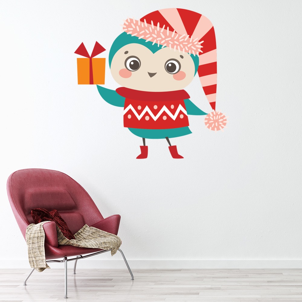 Funny Bird Christmas Wall Sticker