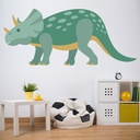 Green Triceratops Dinosaur Wall Sticker - Mod2