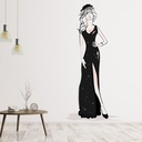 Lady In Black Dress Fashion Wall Sticker