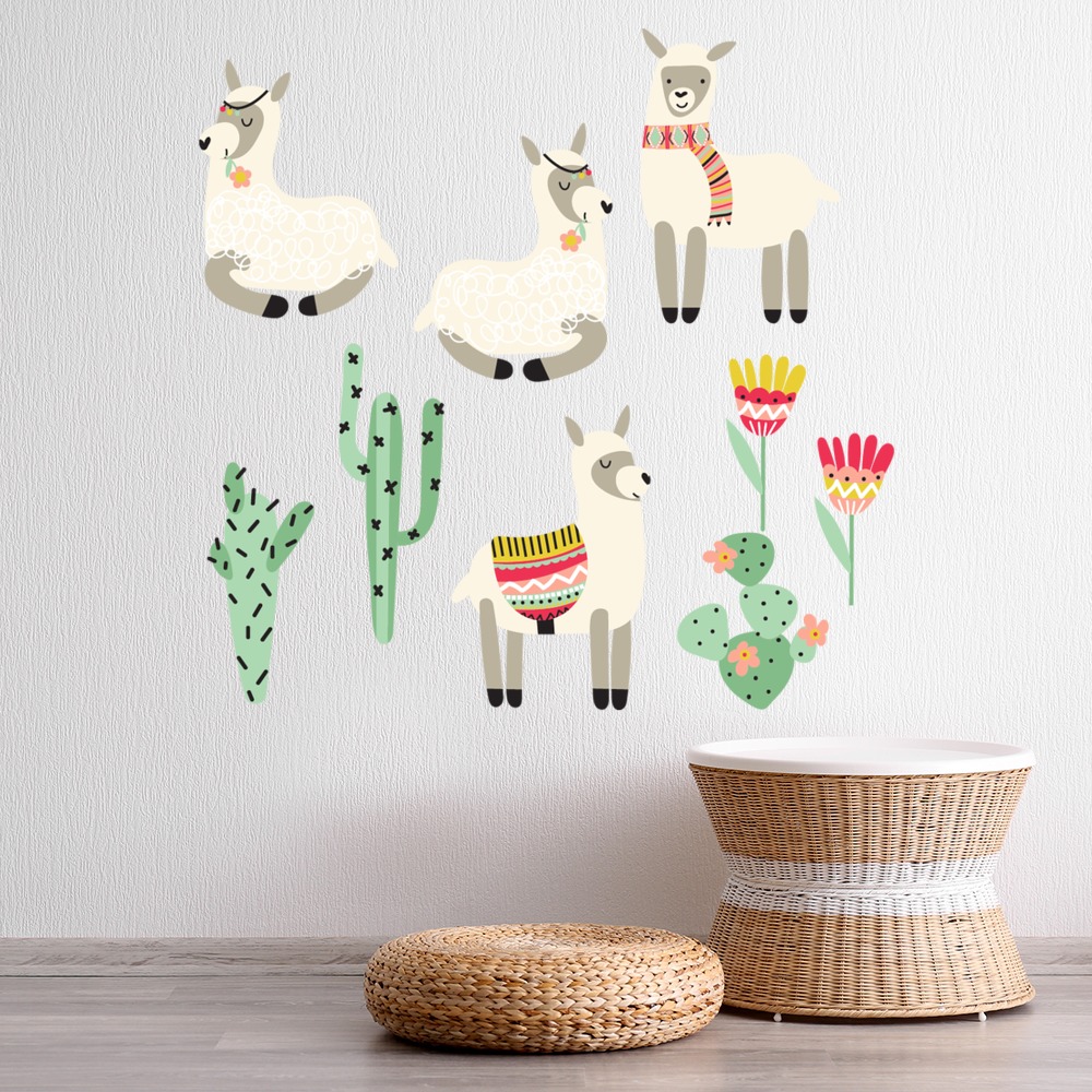 Llama And Cactus Wall Sticker Set