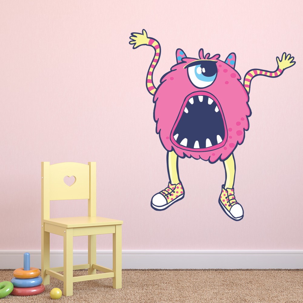 One Eye Pink Monster Kids Wall Sticker