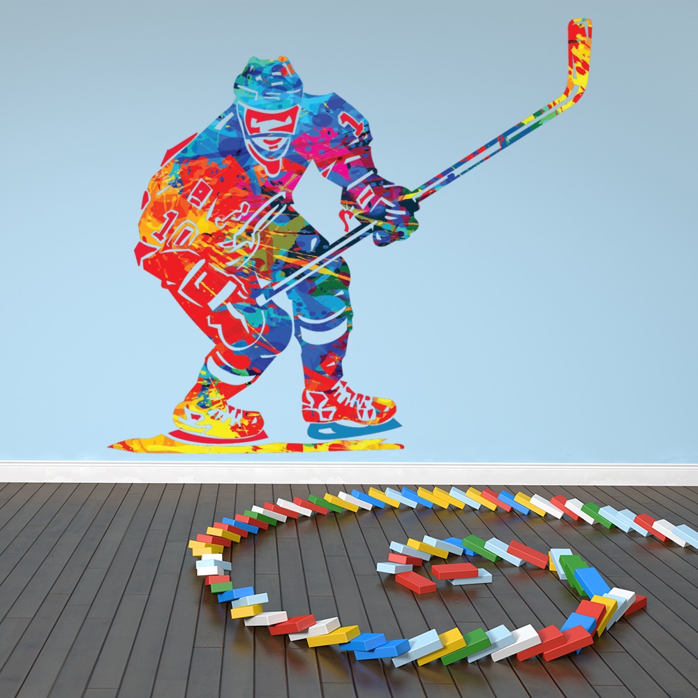 Paint Splash Ice Hockey Wall Sticker - Mod9