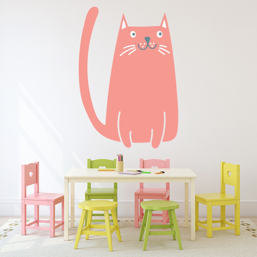 Pink Cat Cute Kitten Wall Sticker