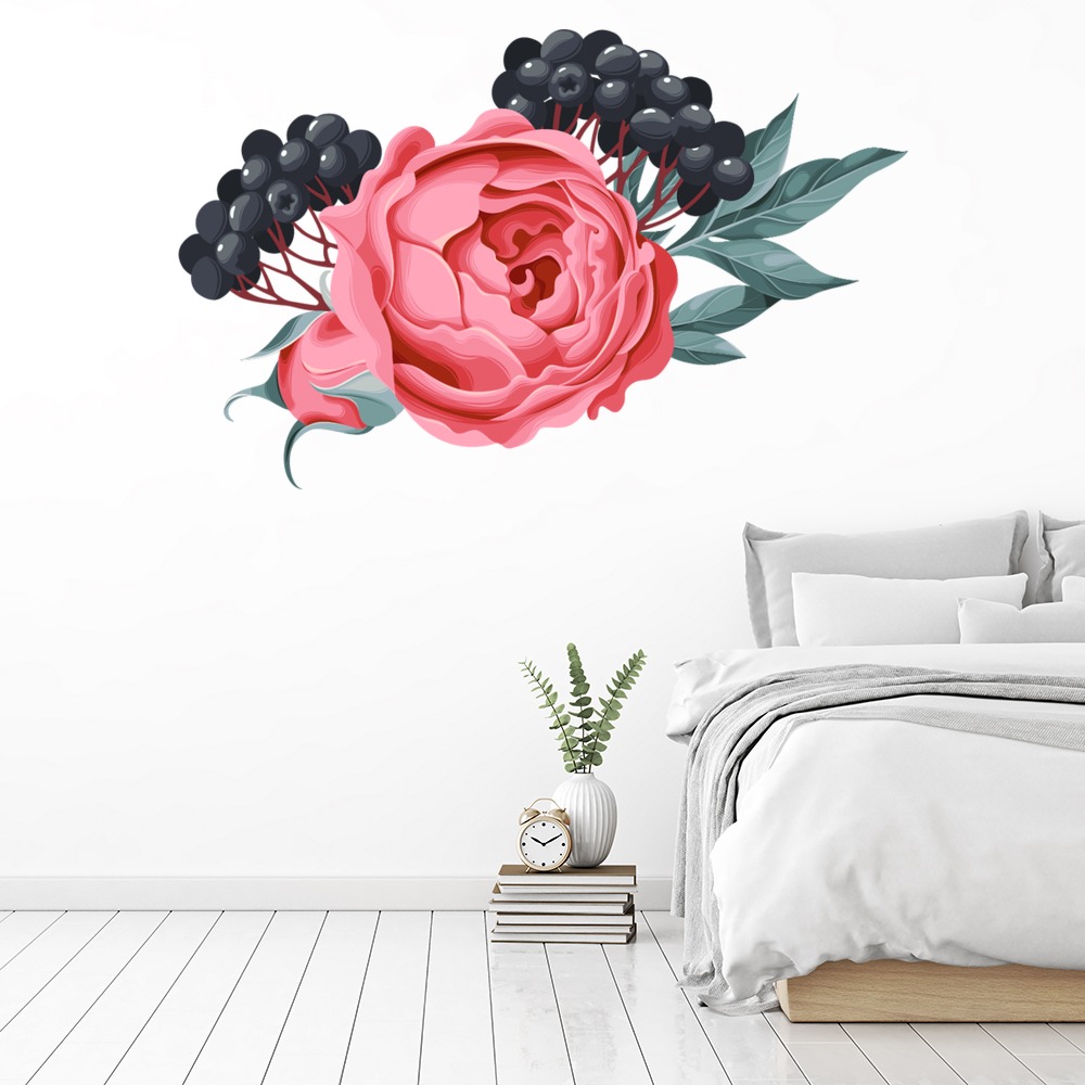 Pink Rose Floral Wall Sticker