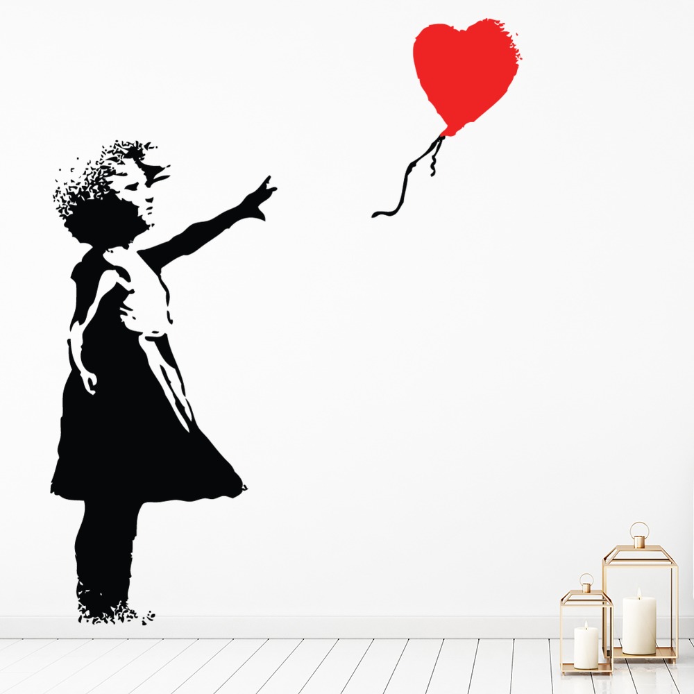 Red Balloon Girl Banksy Wall Sticker