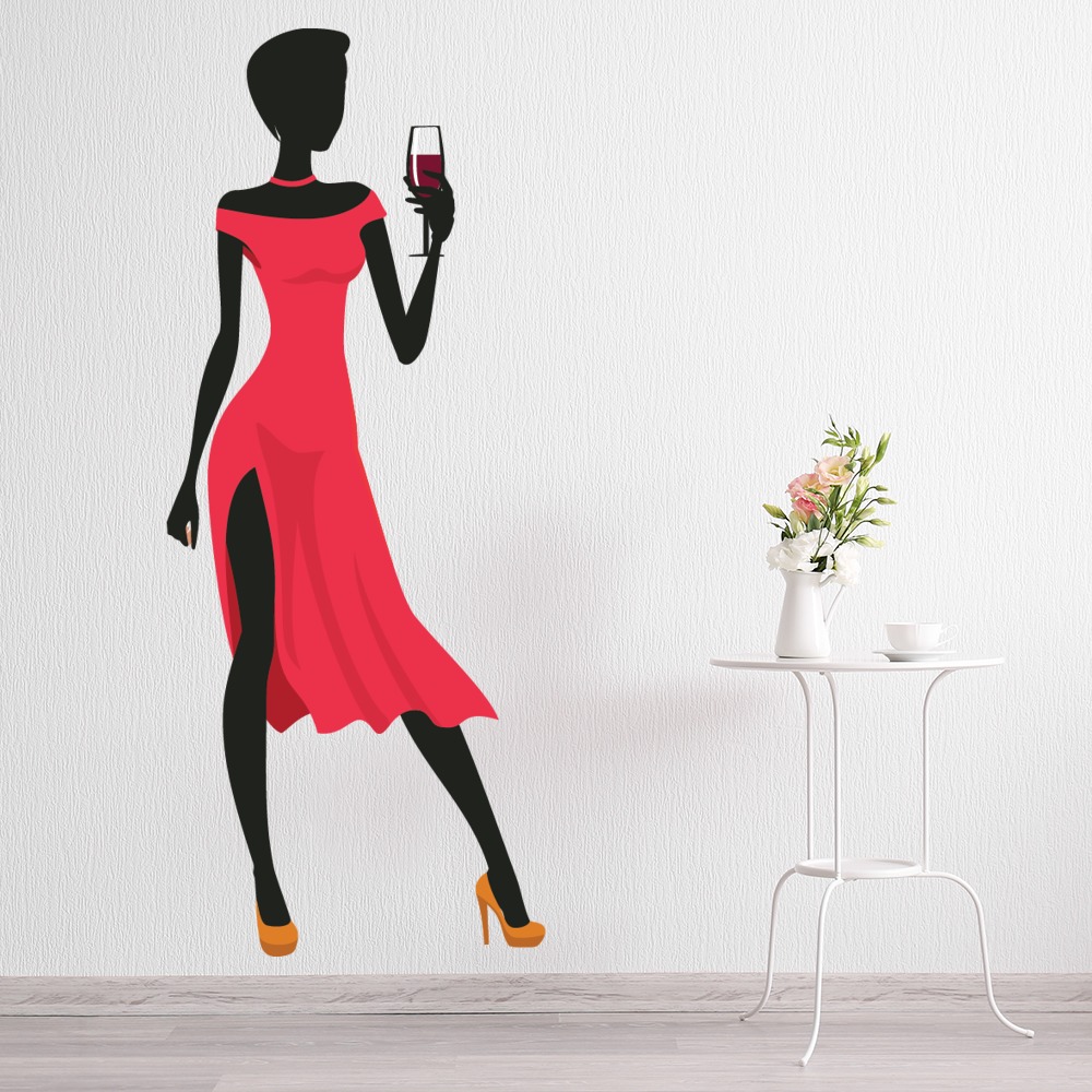 Red Dress Fashion Wall Sticker