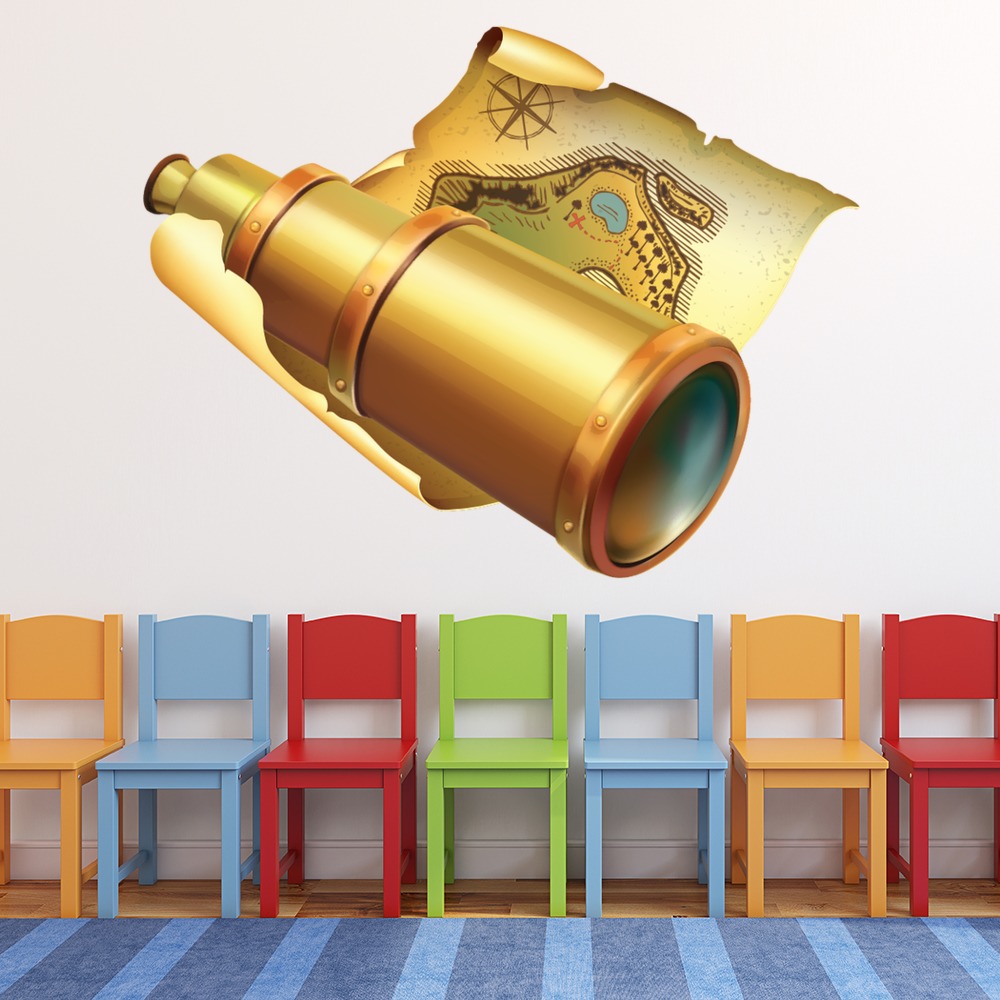 Telescope & Treasure Map Wall Sticker
