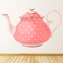 Vintage Pink Tea Pot Kitchen Wall Sticker