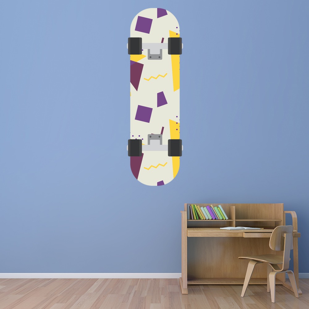 White & Yellow Skateboard Wall Sticker