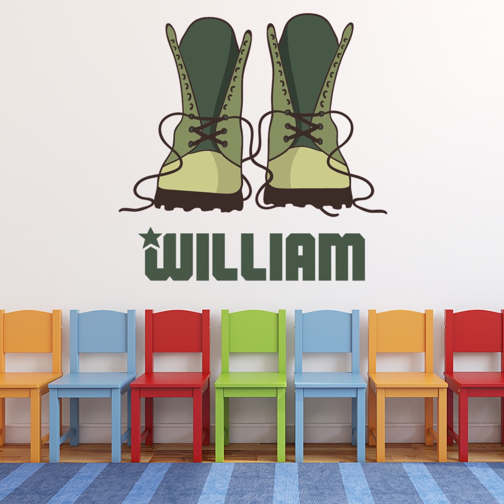 Army Boots Soldier Personalised Name Wall Sticker