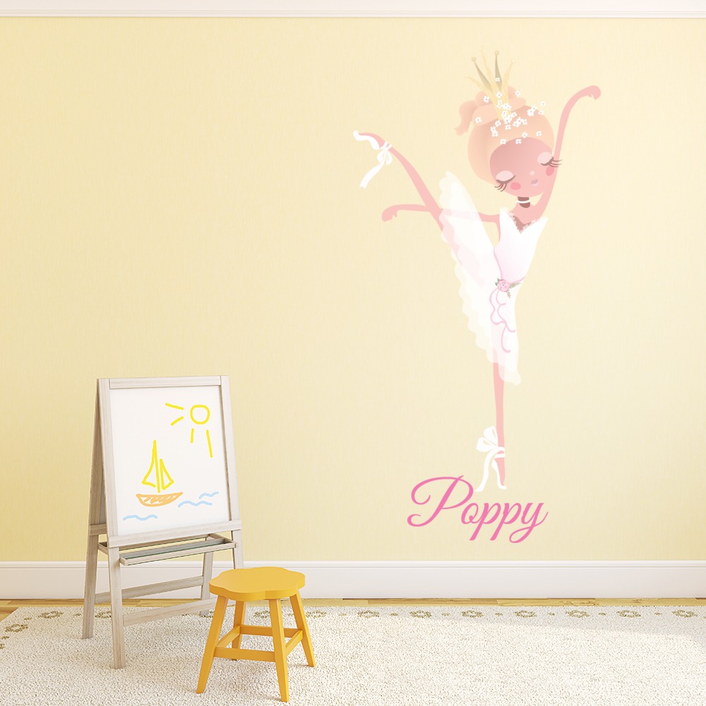 Custom Name Ballet Ballerina Wall Sticker Personalised Kids Room Decal