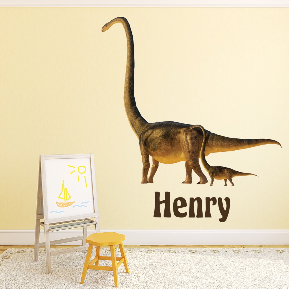 Custom Name Brontosaurus Dinosaur Wall Sticker Personalised Kids Room Decal