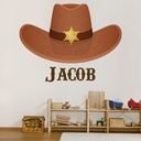 Custom Name Cowboy Hat Wall Sticker Personalised Kids Room Decal