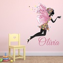 Custom Name Flower Fairy Wall Sticker Personalised Kids Room Decal