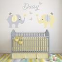 Custom Name Elephants Baby Nursery Wall Sticker Personalised Kids Room Decal