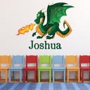 Custom Name Green Dragon Wall Sticker Personalised Kids Room Decal