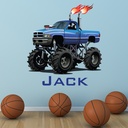Custom Name Monster Truck Wall Sticker Personalised Kids Room Decal