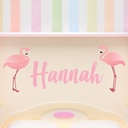 Custom Name Pink Flamingo Wall Sticker Personalised Kids Room Decal - Mod3