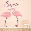Custom Name Pink Flamingo Wall Sticker Personalised Kids Room Decal - Mod4