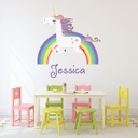 Custom Name Rainbow Unicorn Wall Sticker Personalised Kids Room Decal - Mod5