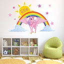 Custom Name Rainbow Unicorn Wall Sticker Personalised Kids Room Decal - Mod6