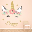 Custom Name Unicorn Eyelashes Wall Sticker Personalised Kids Room Decal