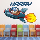 Custom Name Space Rocket Wall Sticker Personalised Kids Room Decal