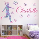 Girls Football Pink Paint Splash Personalised Wall Sticker