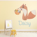 Custom Name Woodland Fox Wall Sticker Personalised Kids Room Decal