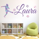 Personalised Girls Football Purple Paint Splash Wall Sticker