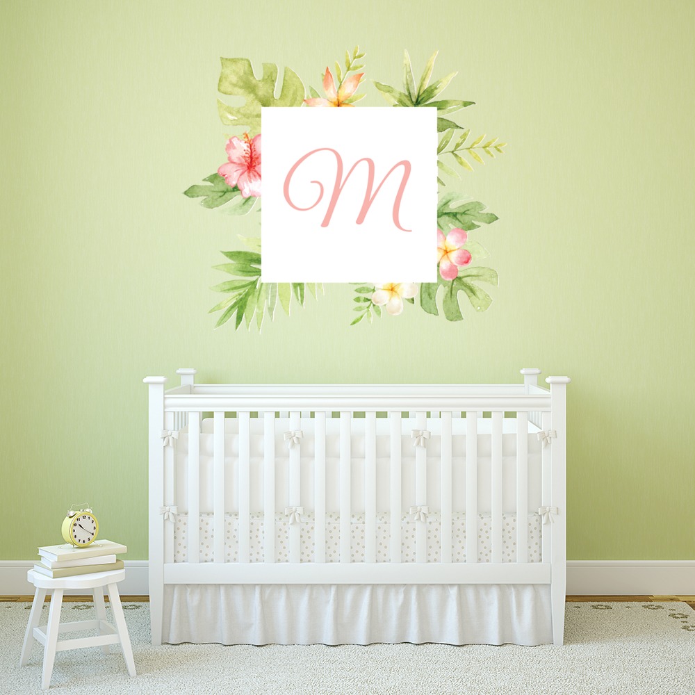 Personalised Initial Square Tropical Frame Wall Sticker