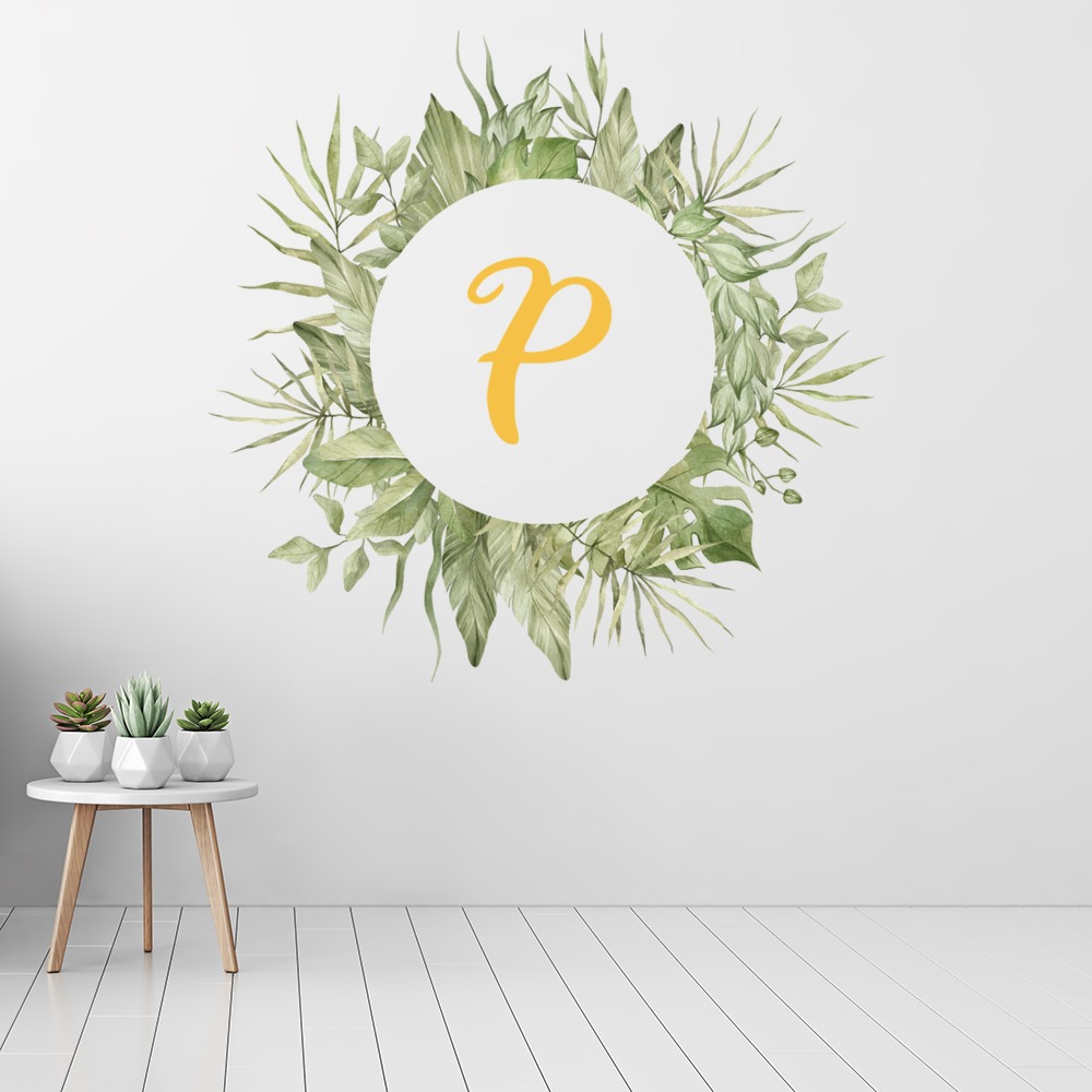 Personalised Initial Tropical Frame Wall Sticker