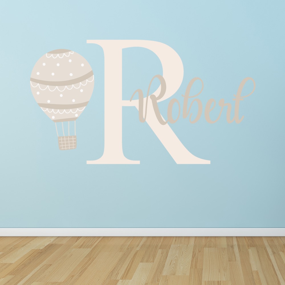 Personalised Name & Initial Hot Air Balloon Wall Sticker