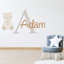 Personalised Name & Initial Teddy Nursery Wall Sticker