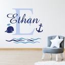 Personalised Name & Initial Nautical Nursery Wall Sticker