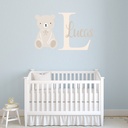Personalised Name & Initial Teddy Bear Nursery Wall Sticker