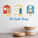 Personalised Name Beach Huts Seaside Wall Sticker