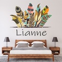 Personalised Name Boho Feathers Wall Sticker