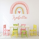 Personalised Name Pink Design Rainbow Wall Sticker