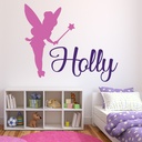 Personalised Name Pink Tinkerbell Wall Sticker