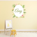 Personalised Name Tropical Leaves Circular Frame Wall Sticker