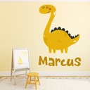 Personalised Name Yellow Brontosaurus Dino Wall Sticker