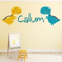Personalised Name Yellow Blue Dinosaur Wall Sticker