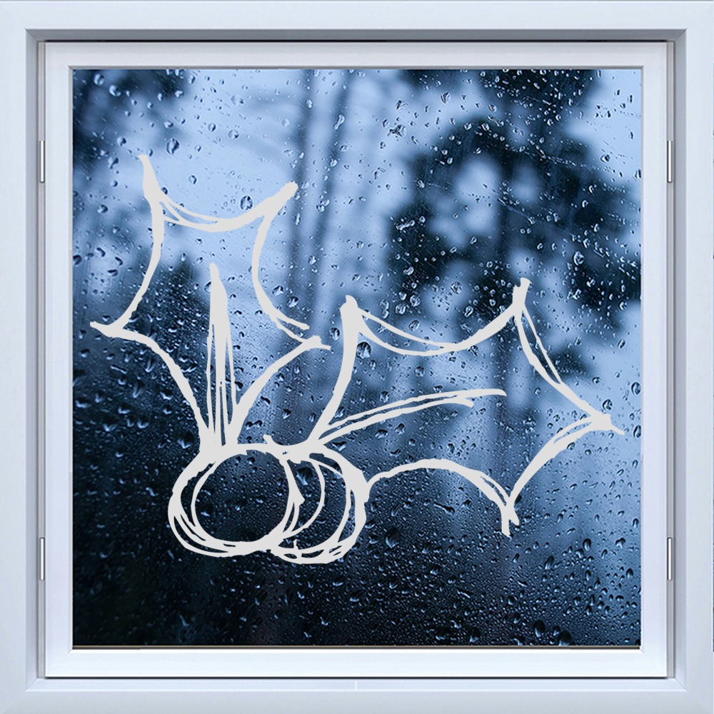Festive Holly Christmas Frosted Window Sticker