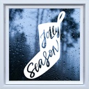 Jolly Season Christmas Stocking Frosted Window Sticker