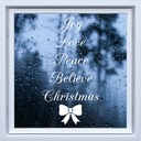 Love Joy Peace Christmas Tree Quote Frosted Window Sticker
