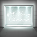 Merry Christmas Holly Quote Frosted Window Sticker