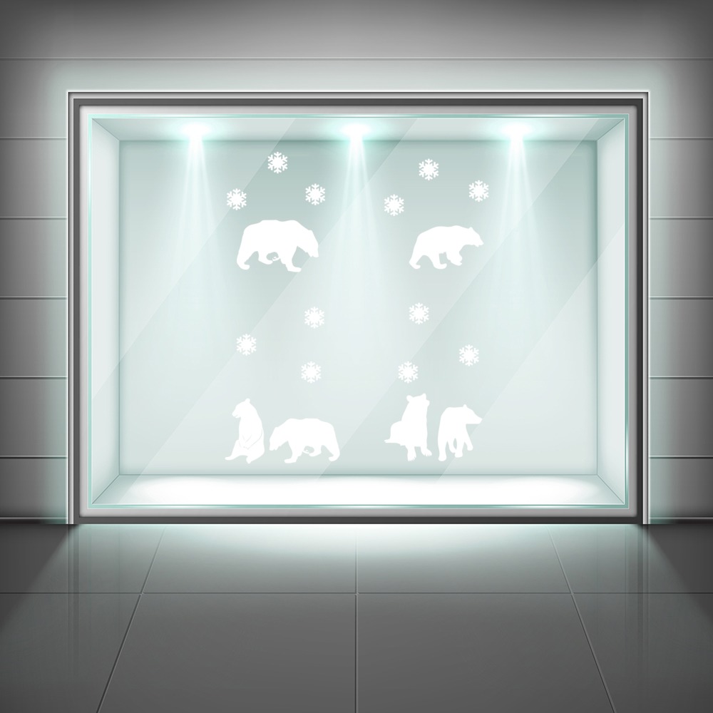 Polar Bear & Snowflakes Christmas Frosted Window Sticker